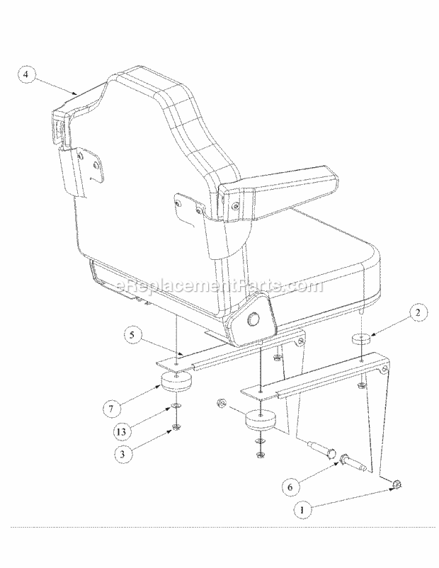 Seat Assembly Diagram and Parts List for M60-KH 53AB5BDX750 Cub Cadet Sprayer
